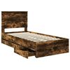 vidaXL Cadre de lit avec tiroir Ch&ecirc;ne fum&eacute; 90 x 200 cm Bois Ing&eacute;nierie