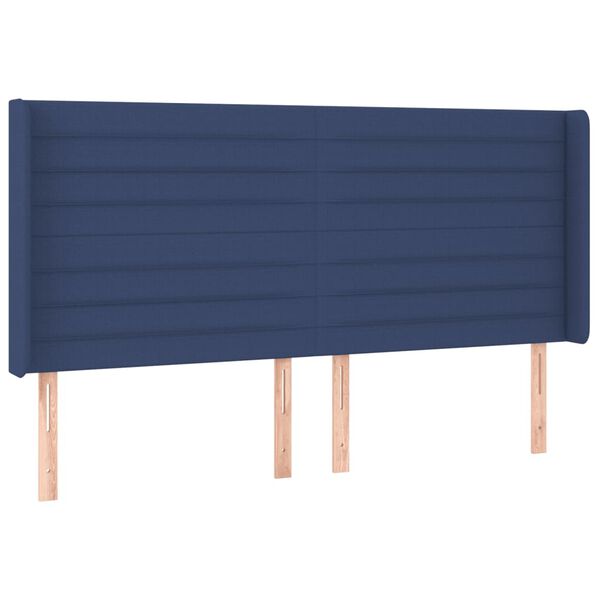 vidaXL T&ecirc;te de lit &agrave; LED Bleu 203x16x118/128 cm Tissu