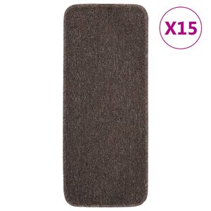 vidaXL Tapis escalier antid&eacute;rapants 15pcs 60x25cm Marron Rectangulaire