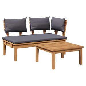 vidaXL Banc de jardin 2 pcs Gris et marron Bois de teck massif
