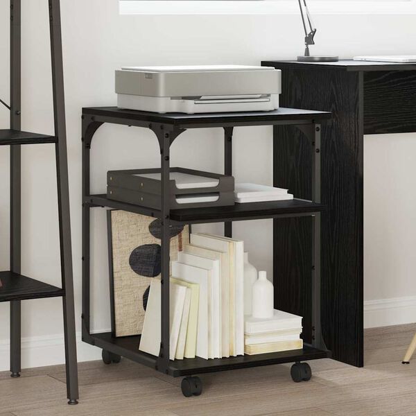 vidaXL Support d'imprimante Chêne noir 43 x 48 x 64 cm