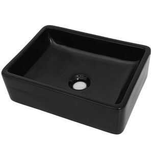 vidaXL Lavabo C&eacute;ramique Rectangulaire Noir 41 x 30 x 12 cm