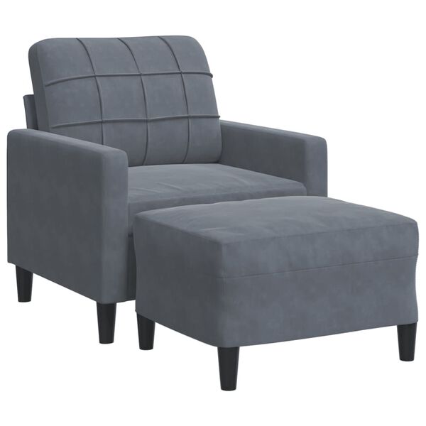 vidaXL Fauteuil avec repose-pied Gris fonc&eacute; 60 cm Velours