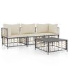 vidaXL Salon de jardin 4 pcs avec coussins anthracite r&eacute;sine tress&eacute;e