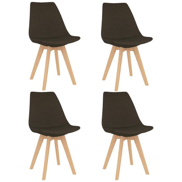 vidaXL Chaises &agrave; manger lot de 4 marron fonc&eacute; tissu