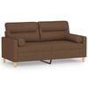 vidaXL Canap&eacute; 2 places avec oreillers d&eacute;coratifs marron 140 cm tissu