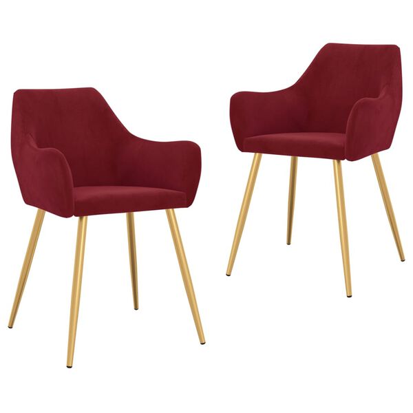 vidaXL Chaises &agrave; manger lot de 2 Rouge bordeaux Velours