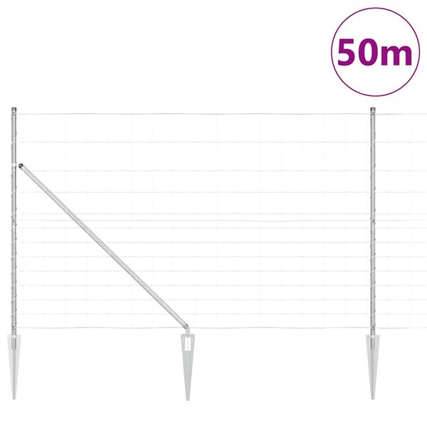 vidaXL Poteau de cl&ocirc;ture. Galvanis&eacute; 50 x 1,5 m Acier