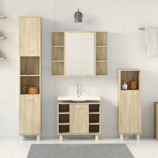 vidaXL Ensemble de meubles de salle de bain 4 pcs ch&ecirc;ne sonoma