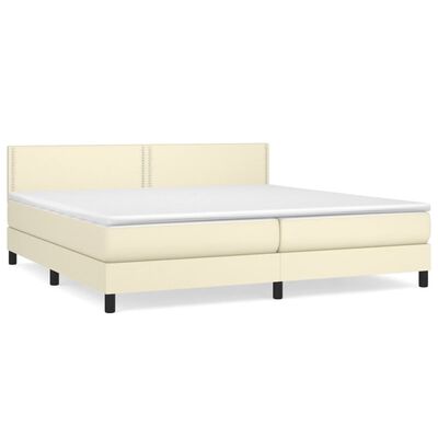 vidaXL Sommier à lattes de lit avec matelas Crème 200x200cm Similicuir