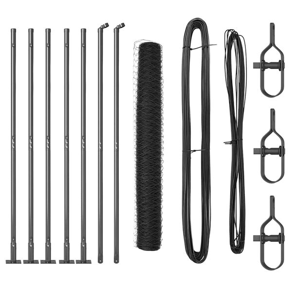 vidaXL Poteau de cl&ocirc;ture. Gris 10 x 1 m (maille de 50 mm) Acier et PVC