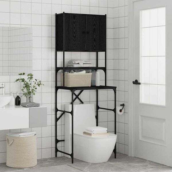 vidaXL Meuble pour machine à laver Chêne noir 68 x 48,5 x 194 cm