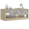 vidaXL Table basse avec portes en verre ch&ecirc;ne sonoma 102x50x42 cm