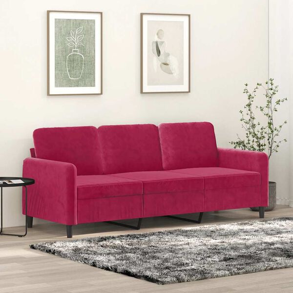 vidaXL Canap&eacute; &agrave; 3 places Rouge bordeaux 180 cm Velours