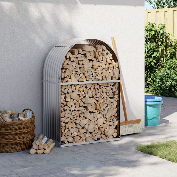 vidaXL Porte-b&ucirc;ches argent&eacute; 80x45x120 cm acier galvanis&eacute;