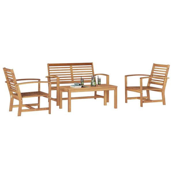vidaXL Ensemble de canapé de jardin Naturel Bois de teck solide
