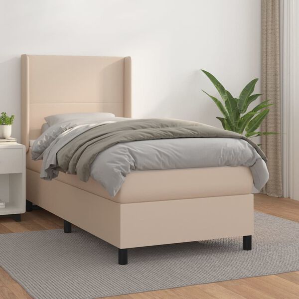 vidaXL Sommier à lattes de lit avec matelas Cappuccino 90x190 cm