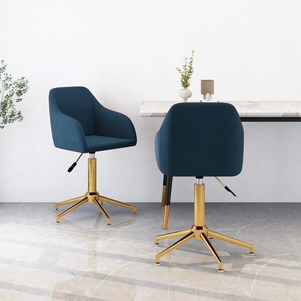 vidaXL Chaises pivotantes &agrave; manger lot de 2 bleu velours