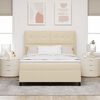 vidaXL Lit &agrave; ressorts avec matelas Cr&egrave;me 160 x 200 cm tissu