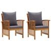 vidaXL Chaises de jardin avec coussins lot de 2 Bois d'acacia massif
