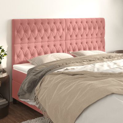 vidaXL Têtes de lit 4 pcs Rose 100x7x78/88 cm Velours