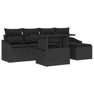 vidaXL Ensemble de canap&eacute; de jardin 6 pc Noir polyrotin