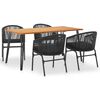 vidaXL Ensemble &agrave; manger d'ext&eacute;rieur 5 pcs Acacia solide et rotin PVC