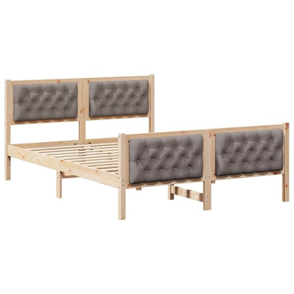 vidaXL Cadre de lit avec t&ecirc;te de lit Taupe 140 x 200 cm Pin massif