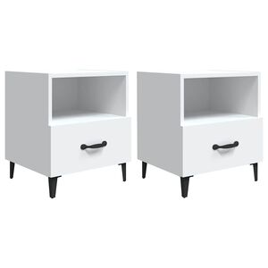 vidaXL Tables de chevet 2 pcs Blanc Bois d'ing&eacute;nierie