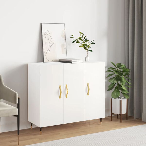 vidaXL Buffet blanc 90x34x80 cm bois d'ing&eacute;nierie
