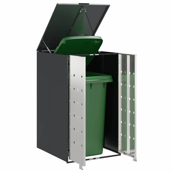 vidaXL Stockage de Poubelle &agrave; Roulettes avec Couvercle &agrave; Gaz Relevable pour Poubelle de 240L