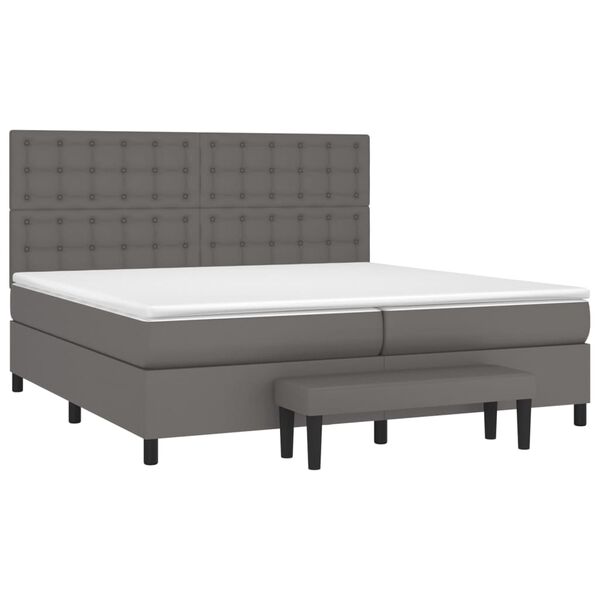 vidaXL Sommier &agrave; lattes de lit avec matelas Gris 200x200 cm Similicuir