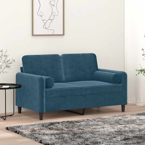 vidaXL Coussins d&eacute;coratifs lot de 2 Bleu &Oslash;15x50 cm Velours