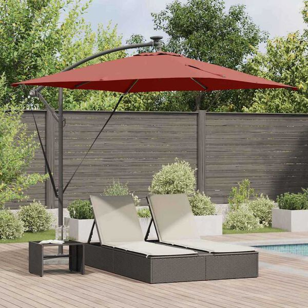 vidaXL Parasol banane &agrave; m&acirc;t d&eacute;port&eacute; Couleur terre cuite