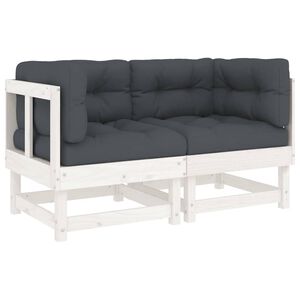 vidaXL Canap&eacute;s d'angle avec coussins 2 pcs blanc bois de pin massif