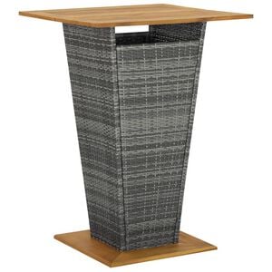 vidaXL Table de bar Gris 80x80x110 cm R&eacute;sine tress&eacute;e et bois d'acacia