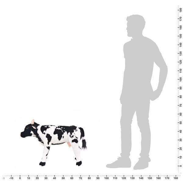 vidaXL Jouet en peluche Vache Noir et blanc XXL