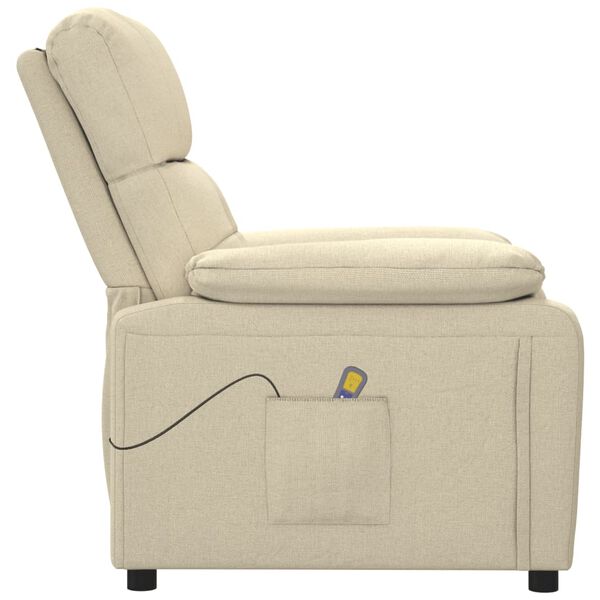 vidaXL Fauteuil de massage Cr&egrave;me Tissu