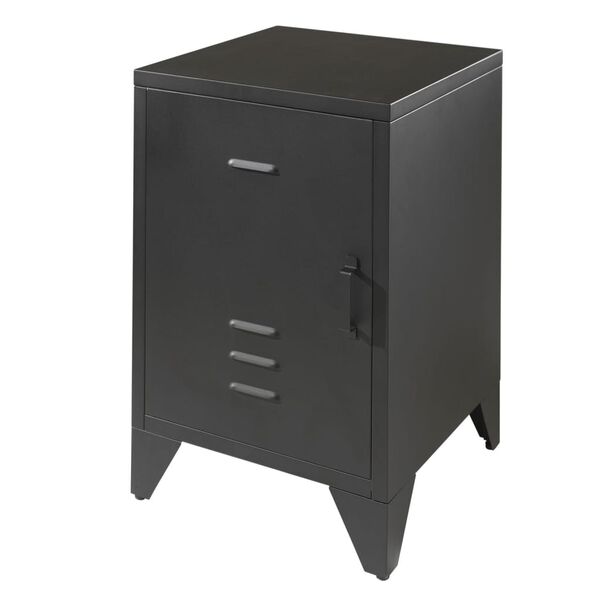 Vipack Table de chevet avec porte Bronxx M&eacute;tal Noir mat