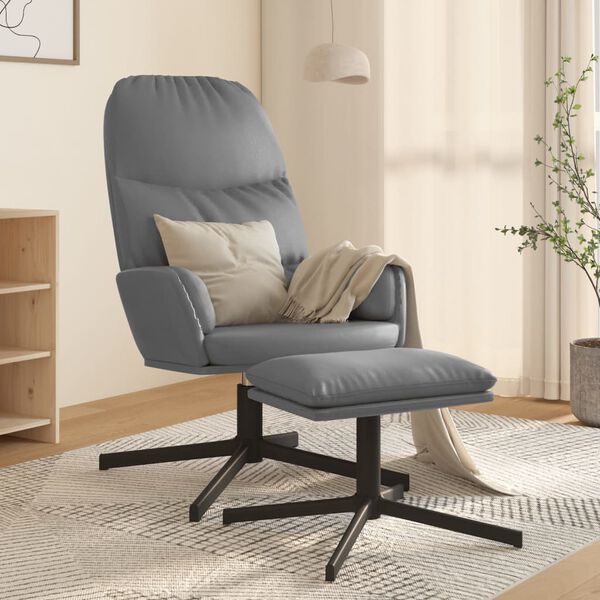 vidaXL Chaise de relaxation avec tabouret Gris Similicuir
