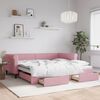 vidaXL Lit de jour avec gigogne et tiroirs rose 100x200 cm velours