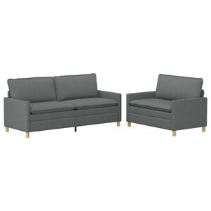 vidaXL Ensemble de Canap&eacute;s 2 pc 5 place Gris fonc&eacute; Tissu