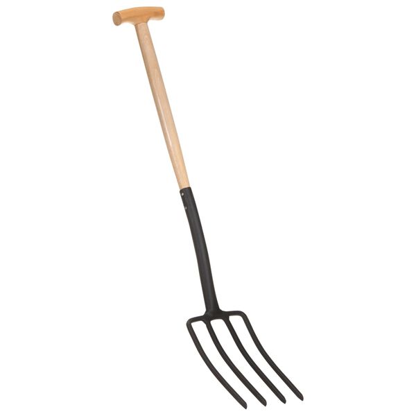vidaXL Fourche &agrave; creuser de jardin avec poign&eacute;e en T acier et bois dur
