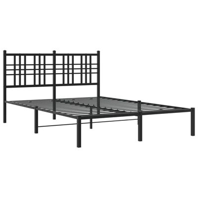 vidaXL Cadre de lit métal avec tête de lit noir 135x190 cm