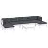 vidaXL Salon de jardin 8 pcs avec coussins blanc bois de pin