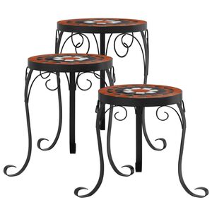 vidaXL Supports pour plantes 3 pcs terre cuite et noir c&eacute;ramique
