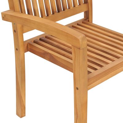 vidaXL Chaises empilables à manger de jardin lot de 2 Bois teck solide