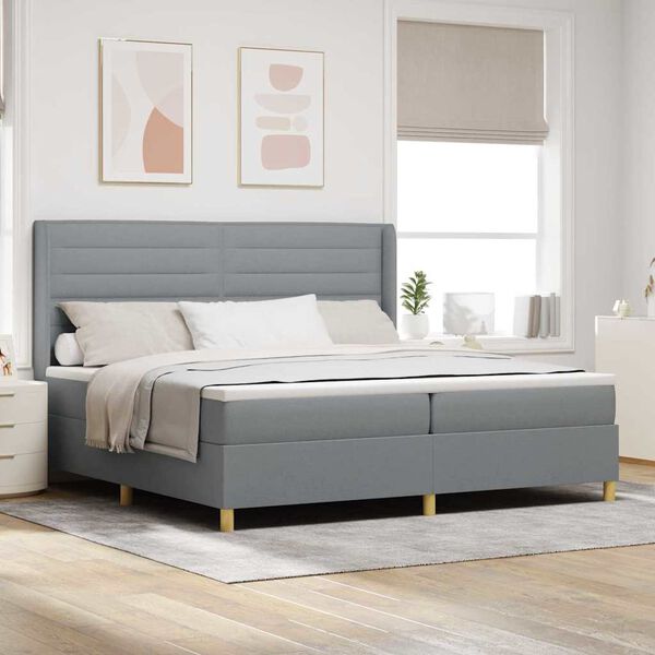 vidaXL Lit &agrave; ressorts avec matelas Gris clair 140 x 200 cm tissu