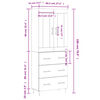 vidaXL Buffet haut Gris b&eacute;ton 69,5x34x180 cm Bois d'ing&eacute;nierie