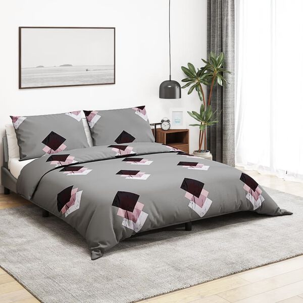 vidaXL Ensemble de housse de couette Gris 260x220 cm Coton